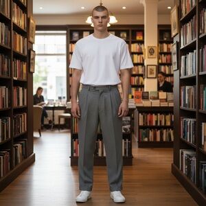 Ermenegildo Zegna Wool Pleated Dress Pants Charcoal Gray Men's Size 36